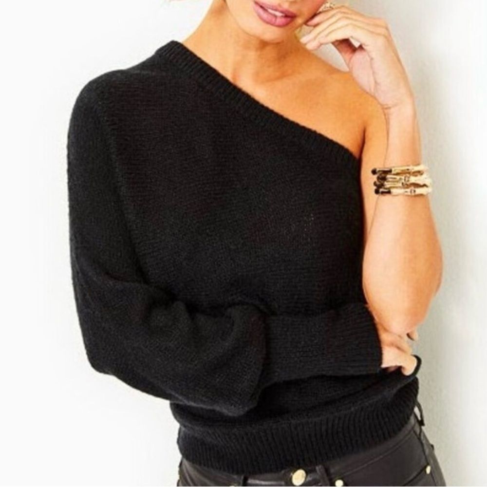 Lilly Pulitzer Black Off-Shoulder Sweater